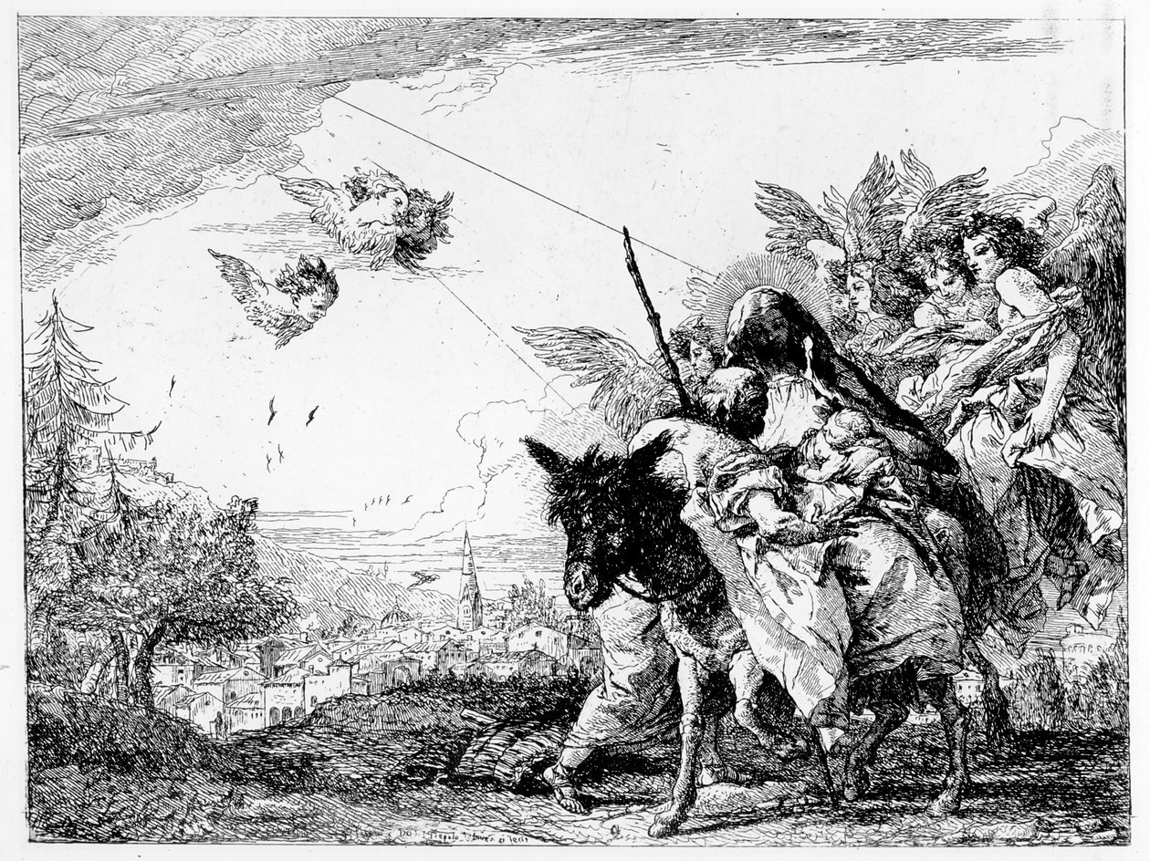 エジプトへの飛行、1750年頃 作： ジョヴァンニ・ドメニコ・ティエポロ