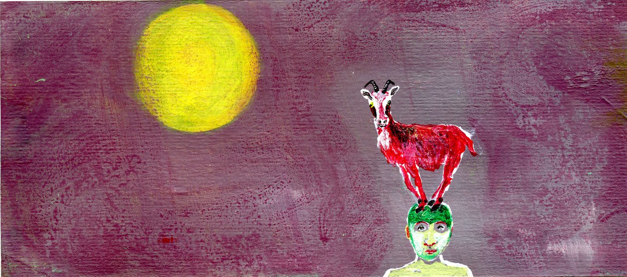 Do Me A Red Goat、2005年（紙に油彩） 作： ジジサドベリー