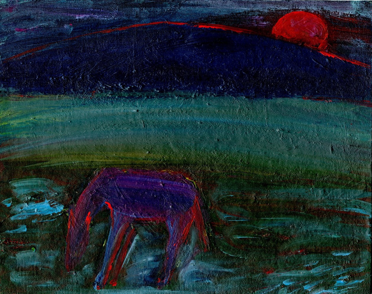 馬と赤い月、2016、 作： ジジサドベリー