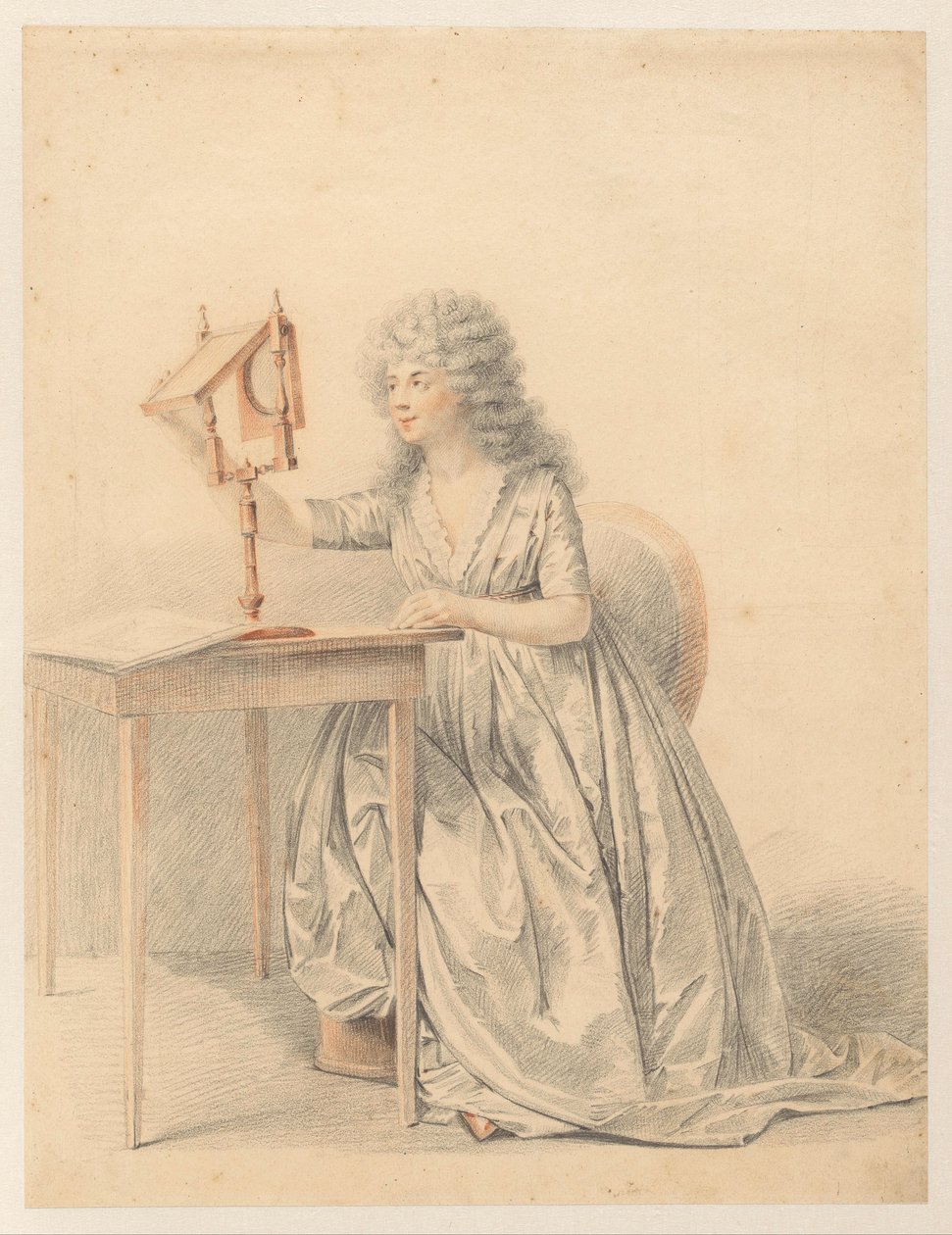 光学ミラーを持つ座っている女性の図研究 作： Gijsbertus Johannus van den Berg