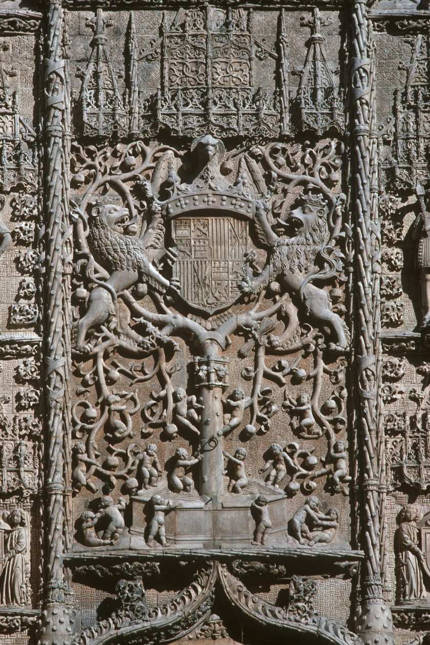 入り口ファサードの詳細Museo Nacionalde Escultura Religiosaは1488-96写真を建てました 作： ギル・デ・シロエ