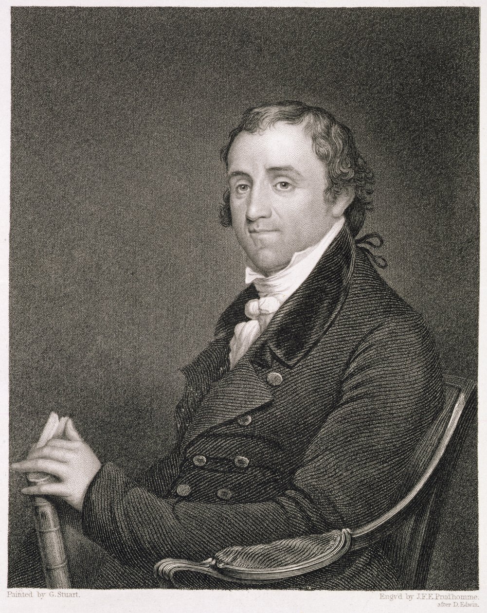 フィッシャーエームス、ジョンフランシスユージーンプルードオム（1800-92）がデビッドエドウィン（1776-1841）のオリジナルをコピーした後に彫刻 作： ギルバート・スチュアート