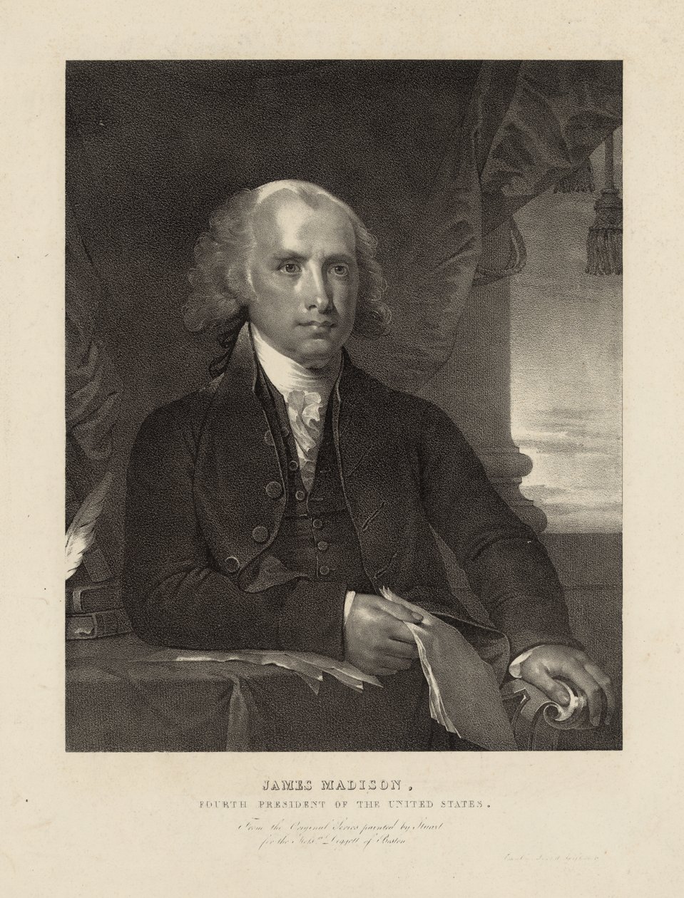 ジェームズ・マディソン（第4代アメリカ合衆国大統領）1828年頃（リトグラフ 作： ギルバート（後）スチュアート