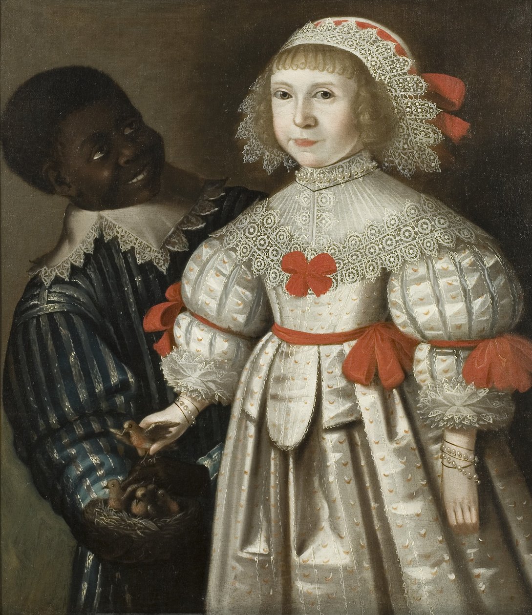 アシュトン・コートのフローレンス・プーレットとトーマス・スミスの娘と黒いページ（1640年頃）（油彩・キャンバス 作： ギルバート（サークル）ジャクソン