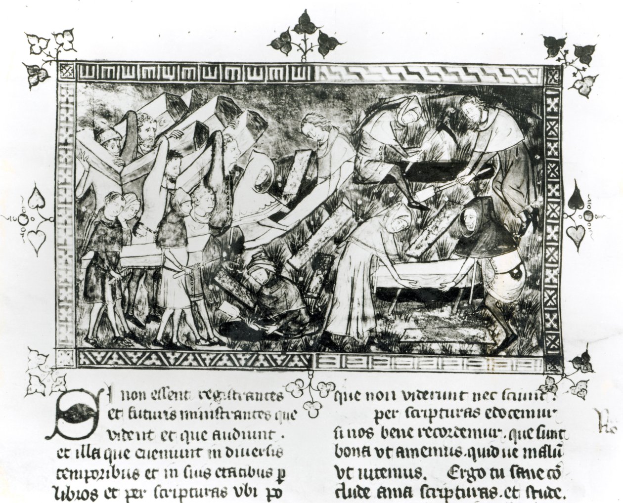 13076-77 1349年以降のGilles de Muisitによるトゥルネーでのf.24v黒死 作： ジル・ル・ムイシット