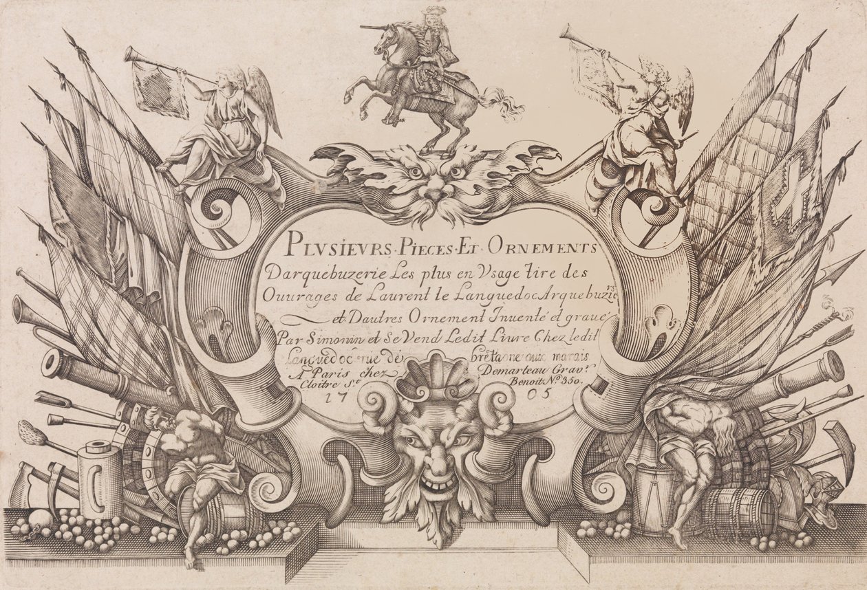 いくつかの小品と装飾品 Darquebuzerie 第 4 拡張版、ca. 1776年。 作： Gilles Antoine Demarteau