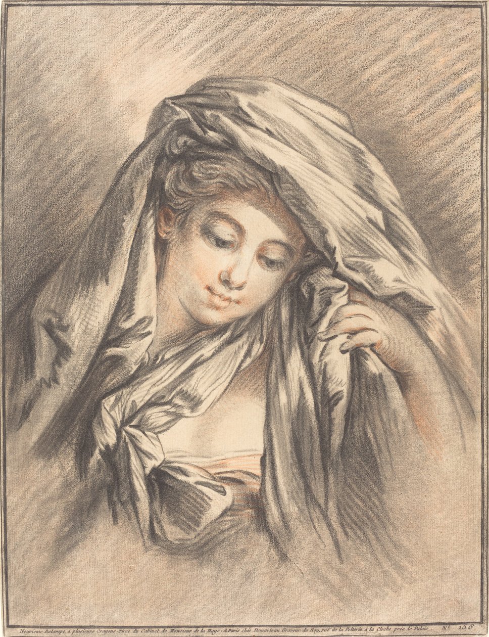 頭を覆った若い女性、1767年。 作： ジル・デマルトー