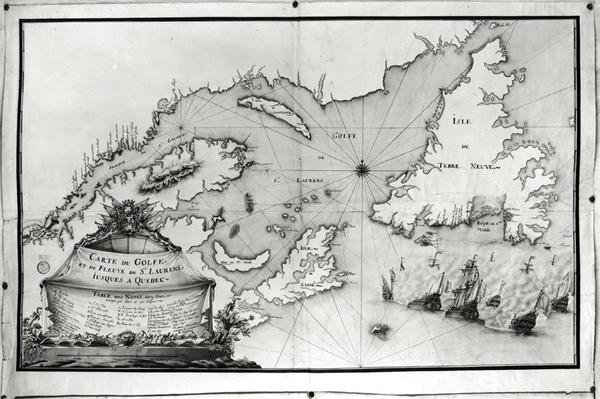 セントローレンス湾と川の地図、1699年 作： ジル・ガブリエル・デ・サッカルディ