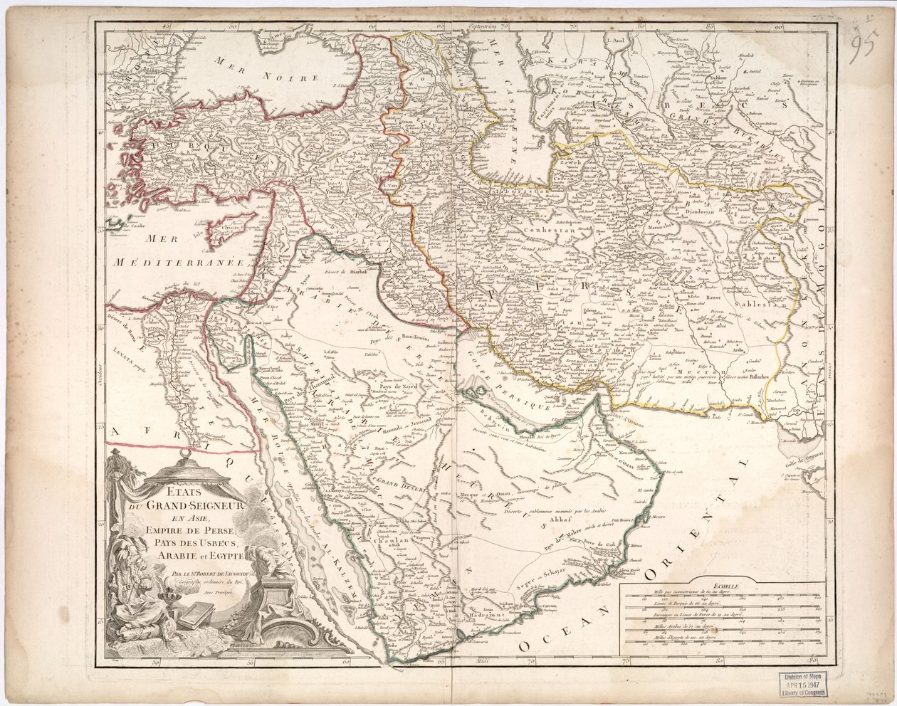 アジアのグランド セニョールの州 - ペルシャ帝国、ウスベクの国、アラビア、エジプト 作： Gilles Robert De Vaugondy
