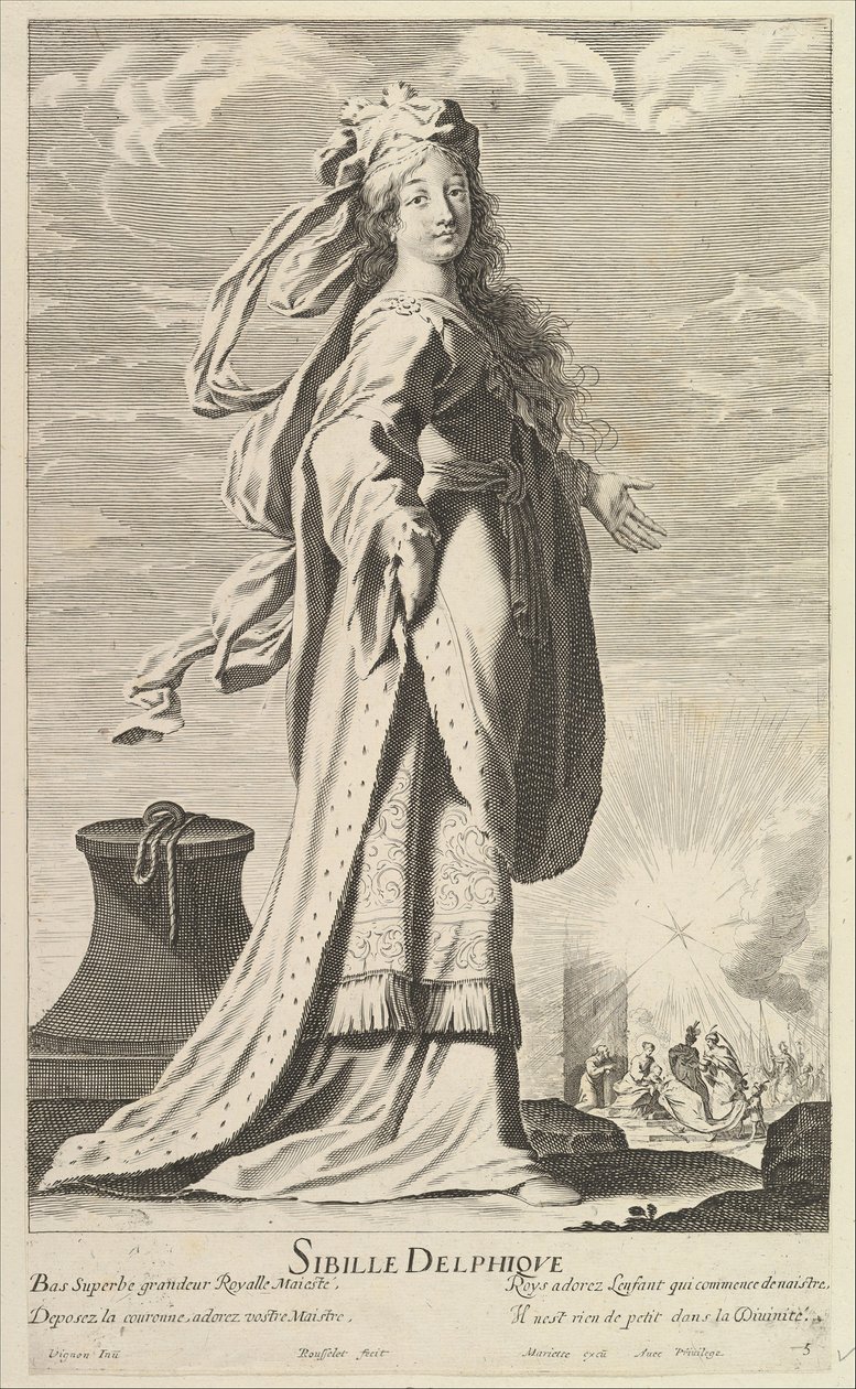 Delphic Sibyl、ca。 1635. 作成者: ジル・ルスレ、エイブラハム・ボッセ。 作： ギルス・ルッセレットとアブラハム・ボス