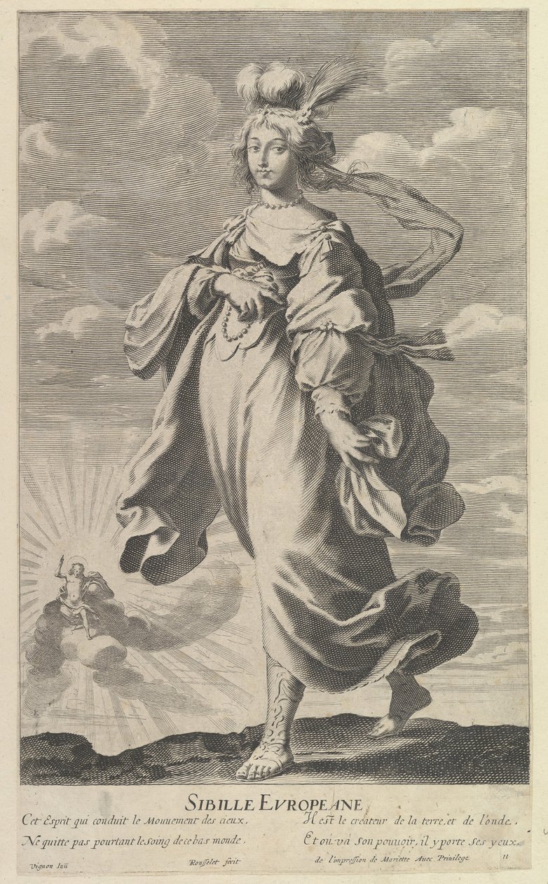 ヨーロッパのシビル、約。 1635. 作成者: ジル・ルスレ、エイブラハム・ボッセ。 作： ギルス・ルッセレットとアブラハム・ボス