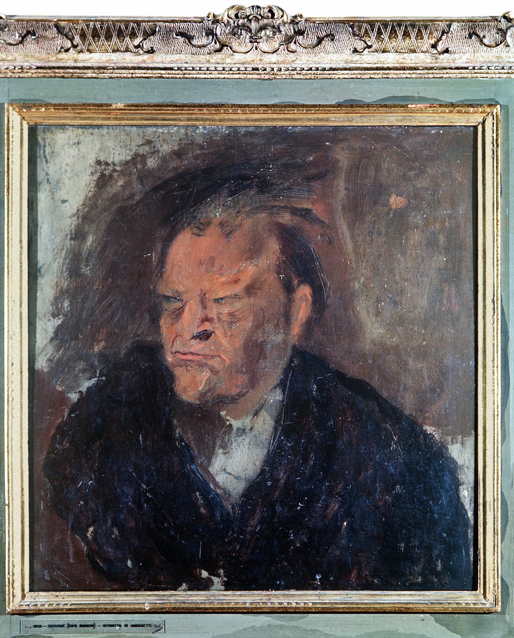 イタリアの詩人ジュゼッペ・ウンガレッティ (1888-1970) の肖像画。 シピオーネ（1904-1933）と呼ばれるジーノ・ボニチの絵画 作： ジーノ (1904 33) ボニチ