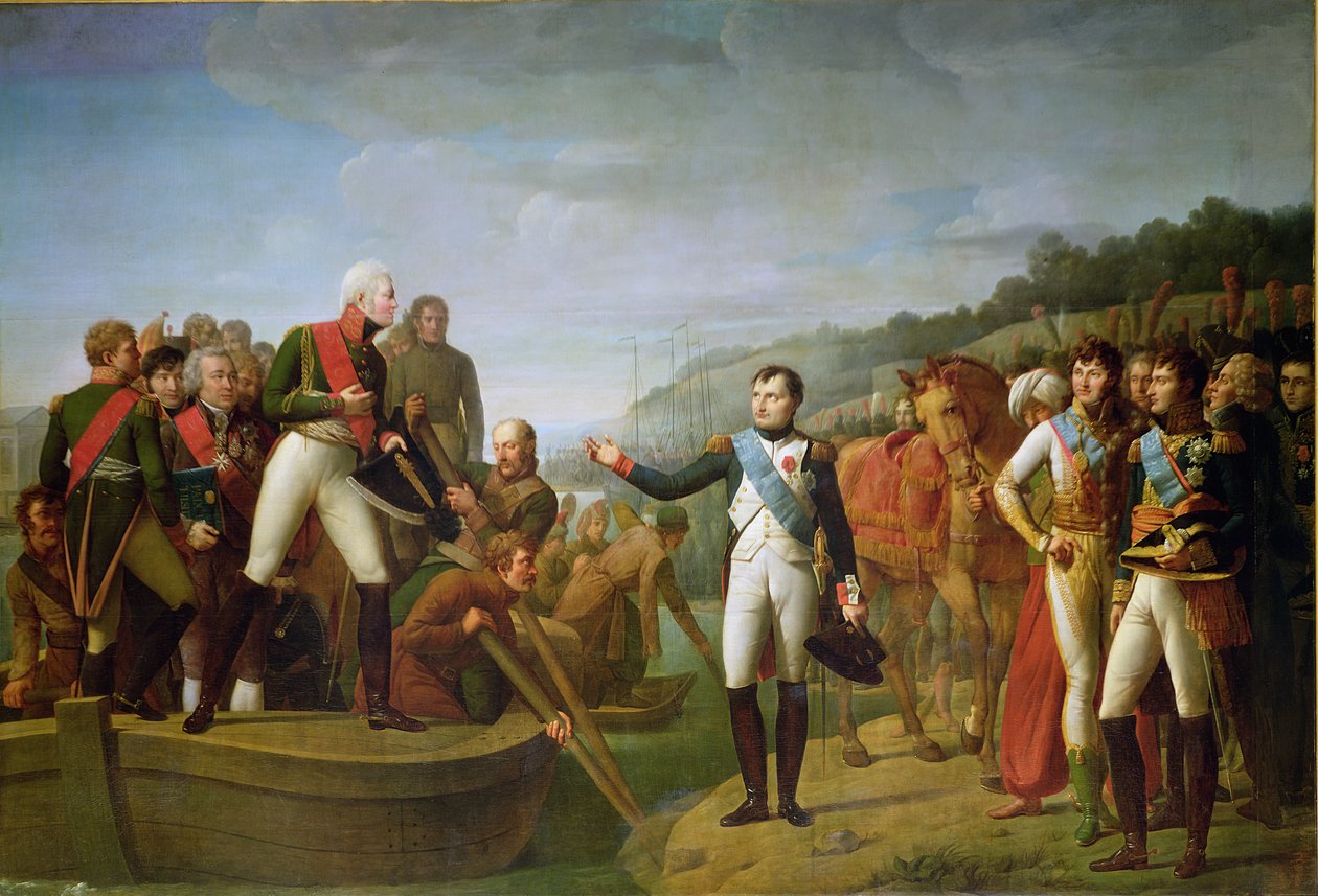 1807年7月9日の平和のティルシット後のナポレオン1世（1769-1821）とアレクサンドル1世（1777-1825）の別れ 作： ジョアッキーノ・ジュゼッペ・セランジェリ