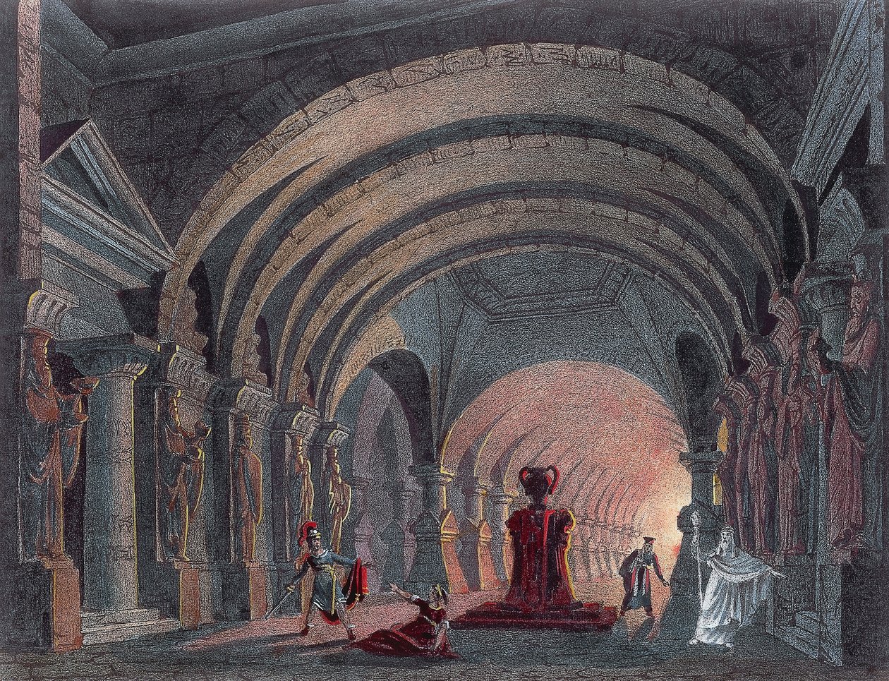 Gioacchino Rossinin (1792-1868) lavastus Semiramidin IV näytökselle, kaiverrus 作： ジョアキーノ・ロッシーニ