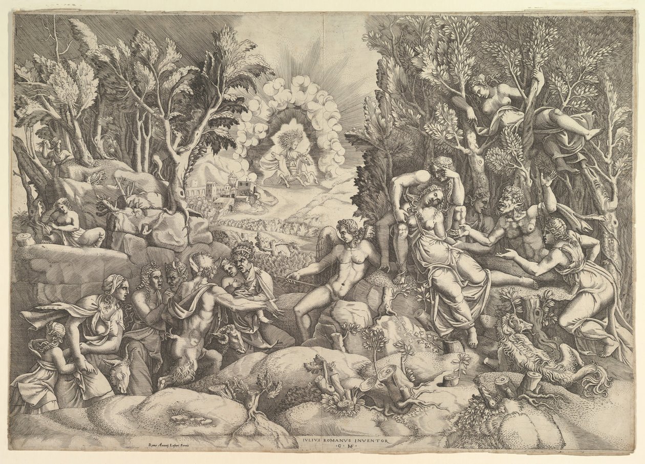 プロクリスの死、Cephalusは...に囲まれた右側でプロクリスの死を悼みます。 1540年。 作： ジョルジオ・ギシ