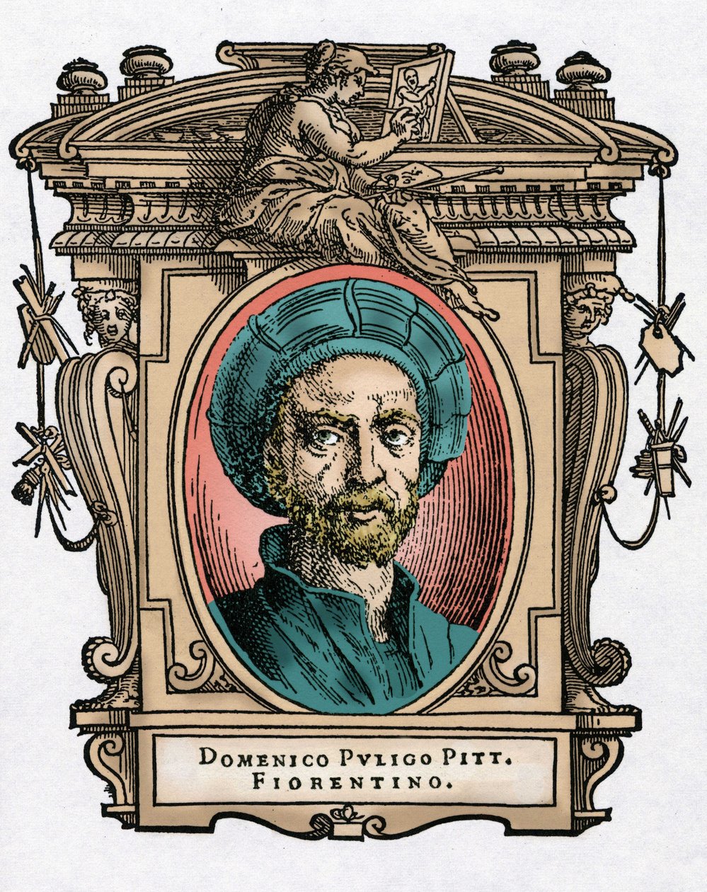 イタリアの画家ドメニコ・プリーゴ[1492-1527]の肖像。ジョルジョ・ヴァザーリの『最も優れた画家、彫刻家、建築家の生活』（Le Vite de