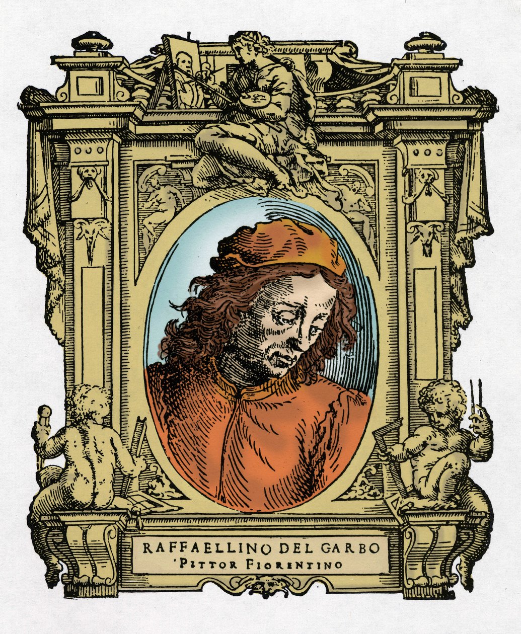 RAFFAELLINO DEL GARBO (Raffaellino de Carli) (1466-1525) イタリアの画家の肖像。ジョルジョ・ヴァサールの『最も優れた画家、彫刻家、建築家の生涯』（Le Vite de