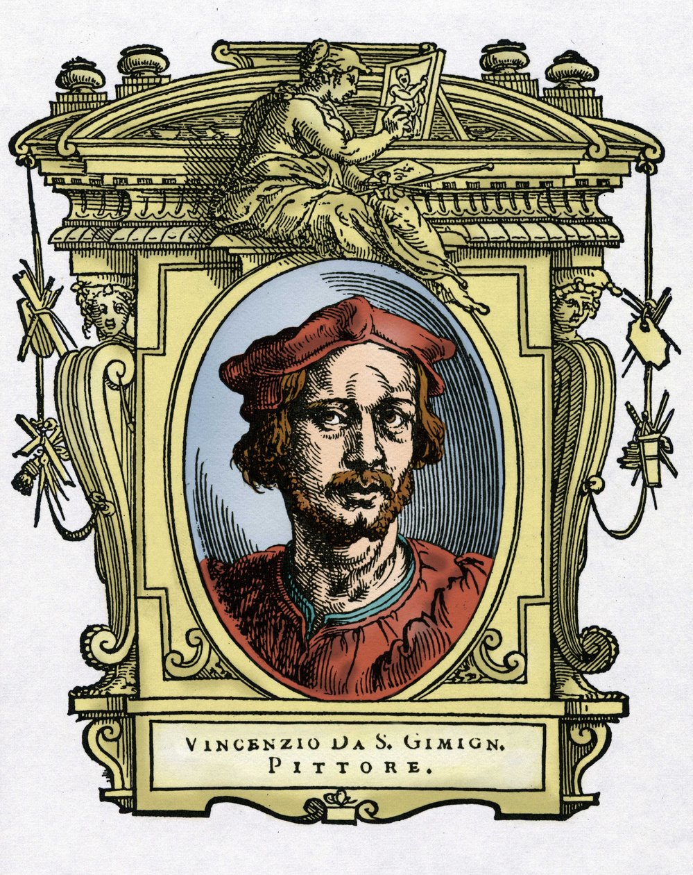 Vincenzo TAMAGNI (Vincenzo da San Gimignano) (1492-1530) イタリアの画家の肖像。ジョルジョ・ヴァザルの『最も優れた画家、彫刻家、建築家の生涯』（Le Vite de
