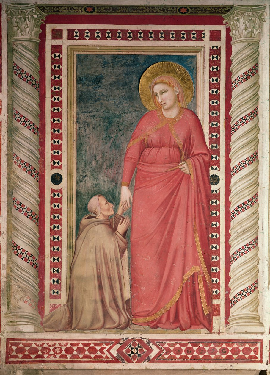 聖マリアマグダレンの前にひざまずく司教ポンタノ、マグダレン礼拝堂、c.1320 作： ジョット・ディ・ボンドーネ