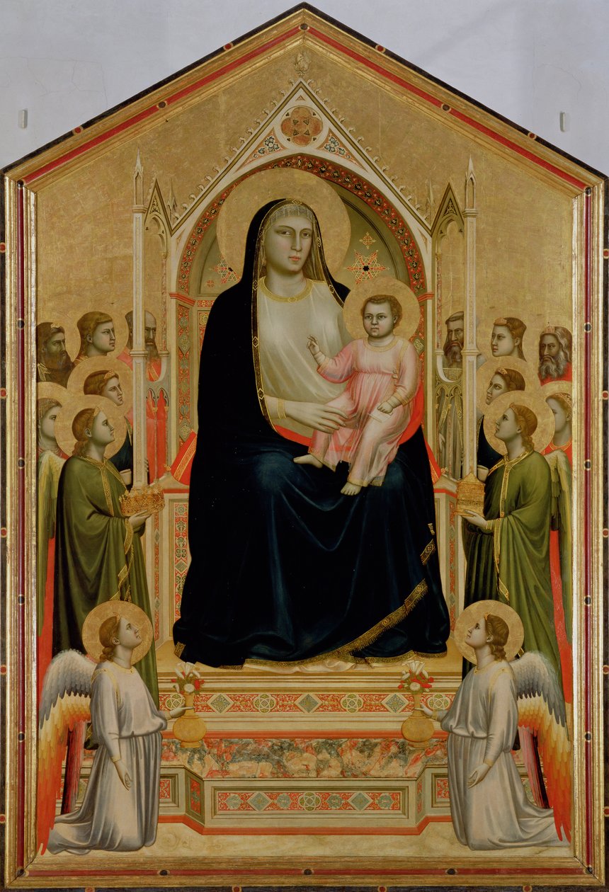 マドンナと子供が即位、c.1300-10（パネル上のテンペラ）（POST復元）（50342も参照） 作： ジョット・ディ・ボンドーネ