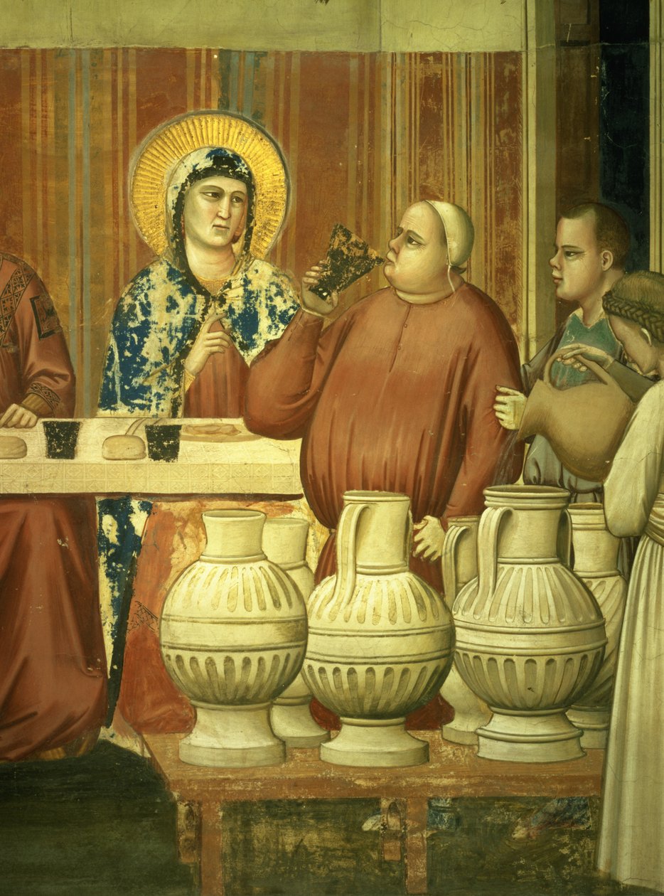 カナの結婚、ワイン鑑賞者の詳細、c.1305フレスコ画の102736の詳細 作： ジョット・ディ・ボンドーネ