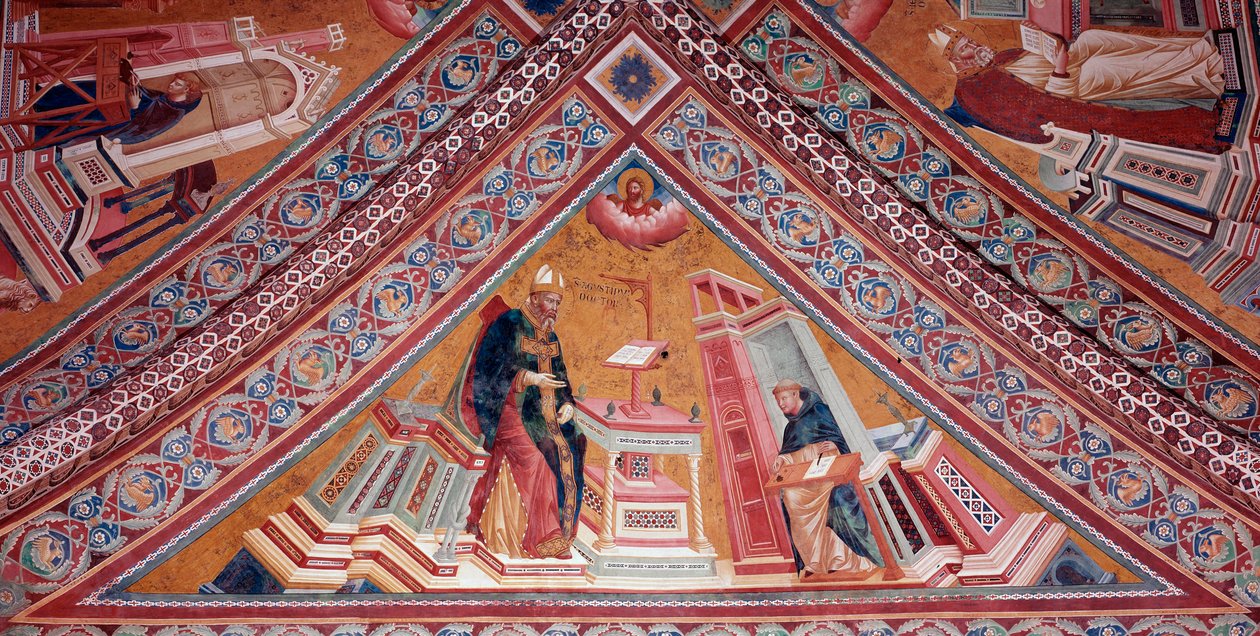 教会の神学者たちヒッポの聖アウグスティヌス（フレスコ画 作： ジョット（c.1266 1337）