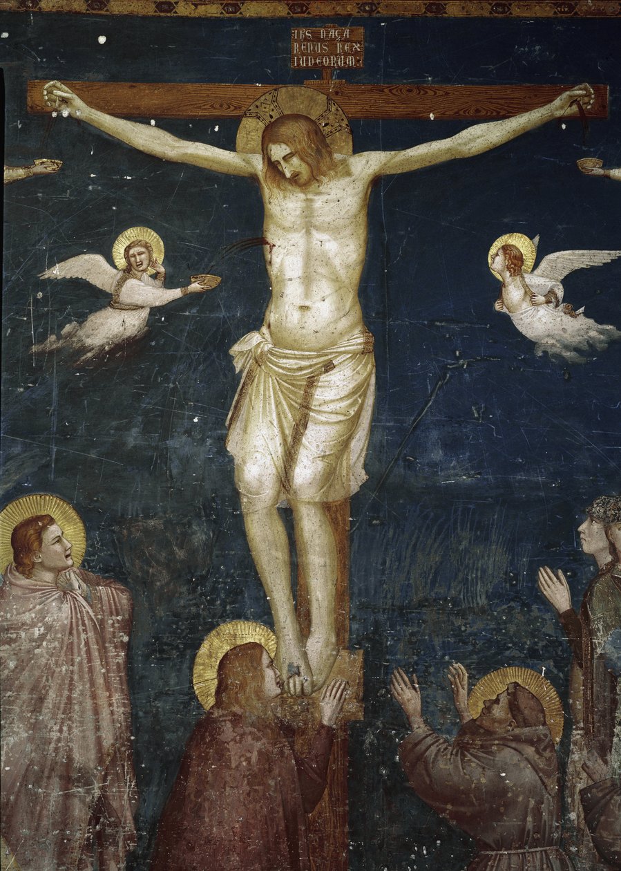 キリストが磔にされる、5人のフランシスコ会士との磔刑の詳細 - フレスコ画 作： ジョット（c.1266 1337）