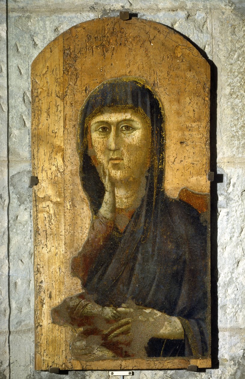 マドンナ。金地に描かれた聖母の肖像。1290年頃、ジョット・ディ・ボンドーネ（1267木にテンペラ。サイズ：81.5 x 41 cm。ボルゴ・サン・ロレンツォ、ピエーヴェ。
1610 作： ジョット (c.1266-1337)