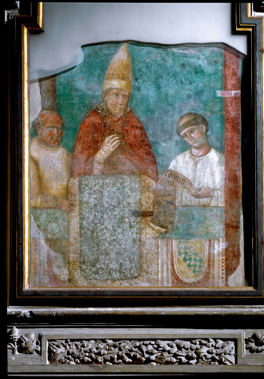 教皇ボニファティウス8世が1300年をジュビリーと宣言（フレスコ画）。 作： ジョット（c.1266 1337）