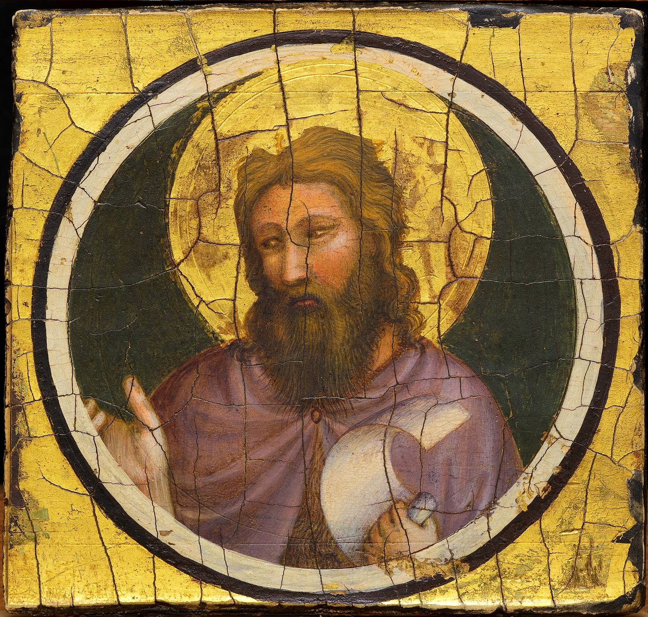 バプテスマの聖ヨハネ par Giotto di Bondone (1266-1377).パネルにテンペラ、1320年頃、フィレンツェ、カッサ・ディ・リスパルミオ美術館 作： ジョット（c.1266 1337）
