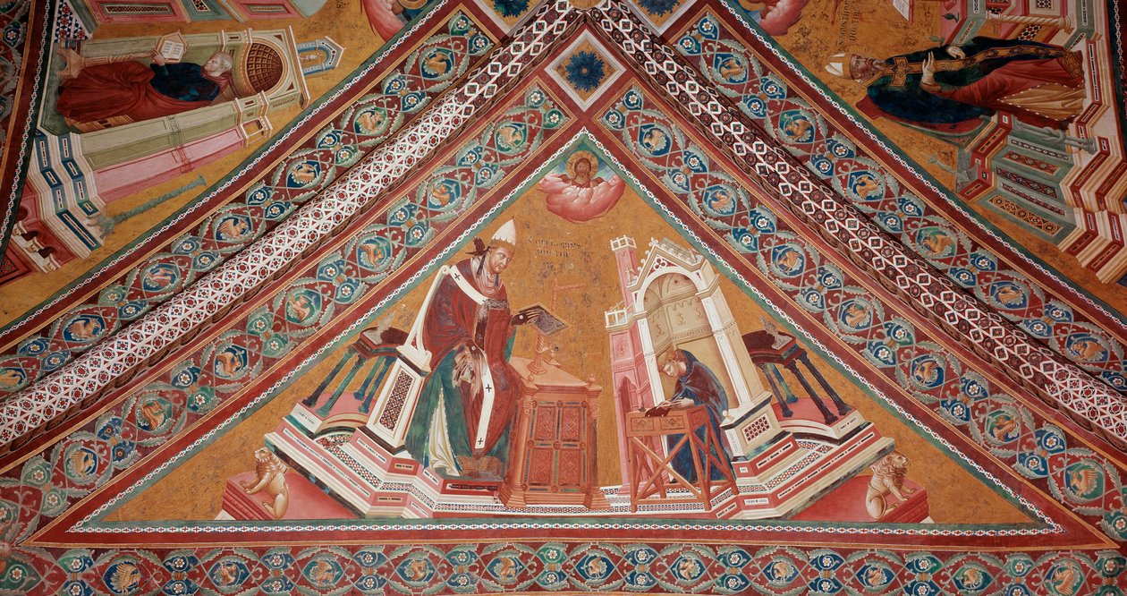 教会の神学者たち教皇グレゴリウス1世（フレスコ画 作： ジョット（c.1266 1337）