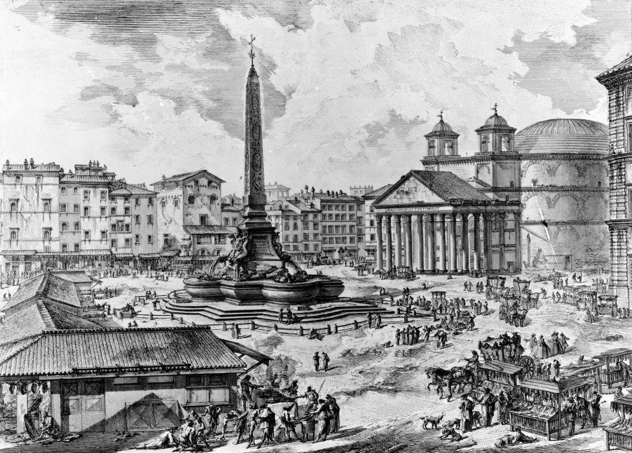 「ローマの景色」シリーズのロトンダ広場の眺め、1760年頃（エッチング） 作： ジョバンニ・バッティスタ・ピラネージ
