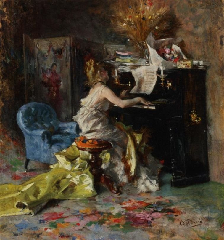 Pianonでの女性Deutsch：Frau am KlaviernPolish：ピアノでの女性 作： ジョバンニ・ボルディーニ