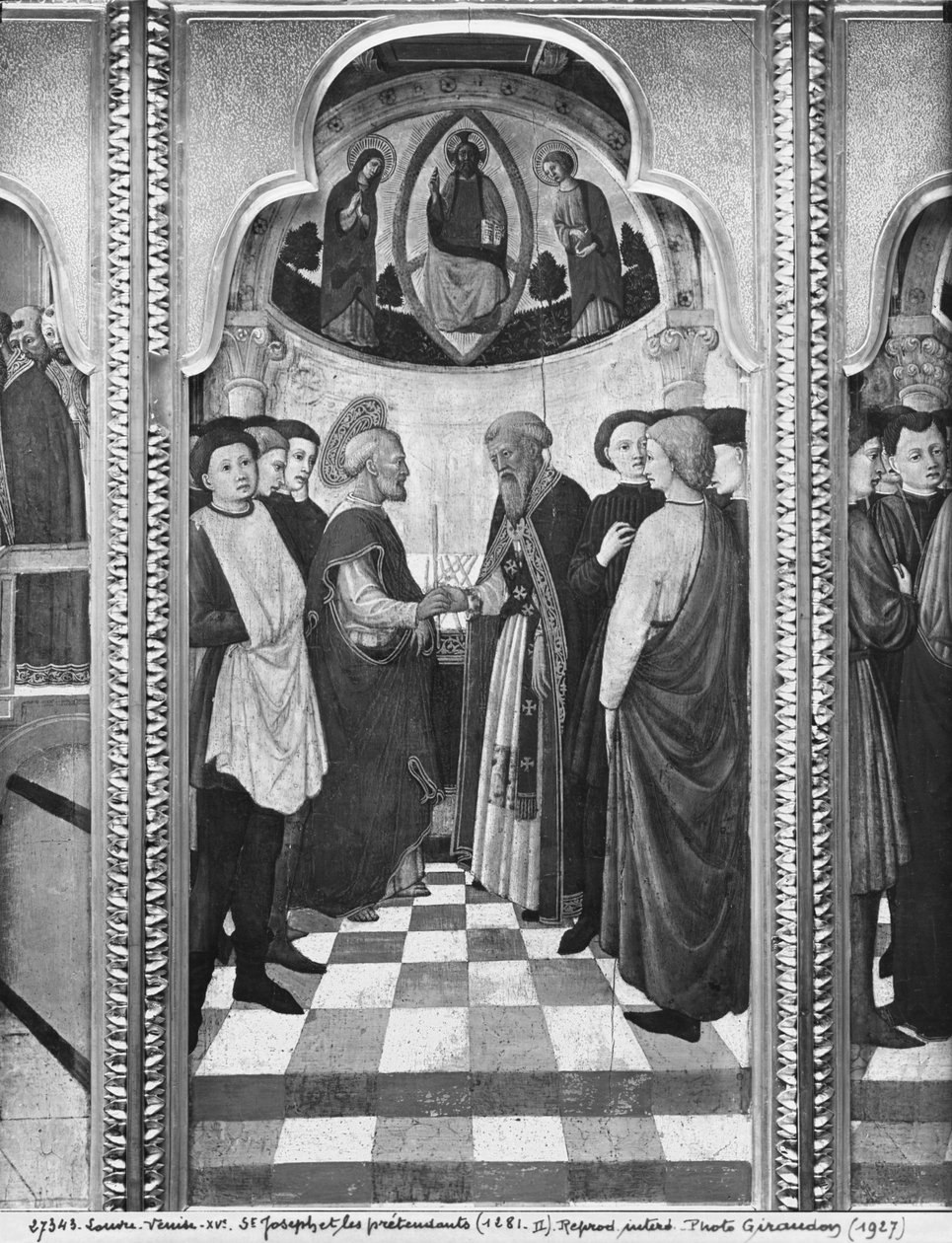 聖母の生涯、聖ヨセフと偽装者、1445年頃（ポプラのパネルに油彩） 作： ジョヴァンニ・フランチェスコ・ダ・リミニ