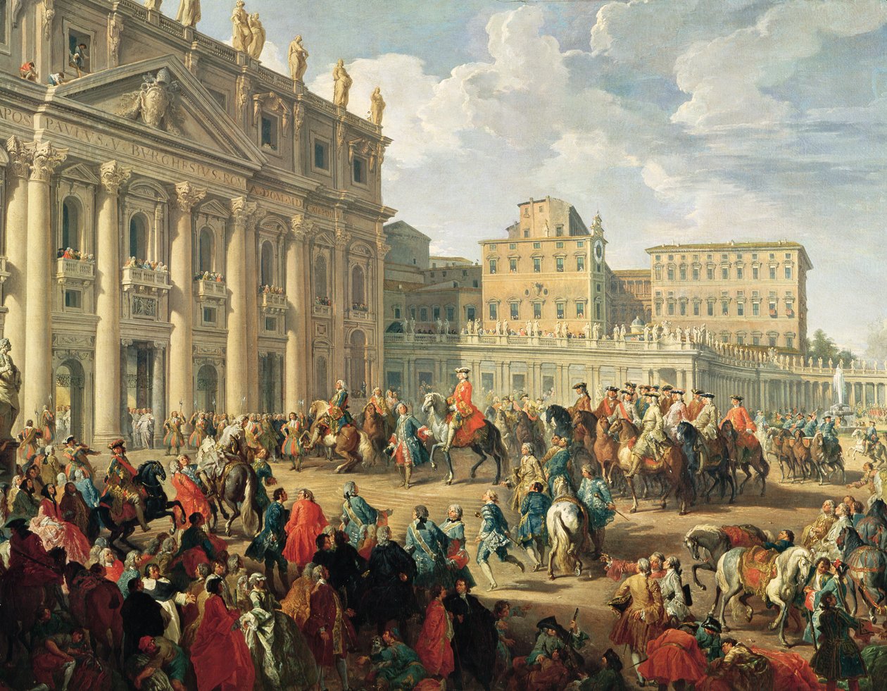 1745年、ローマのサンピエトロ大聖堂で教皇ベネディクト14世を訪れたシャルルドブルボン 作： ジョバンニ・パオロ・パニーニ