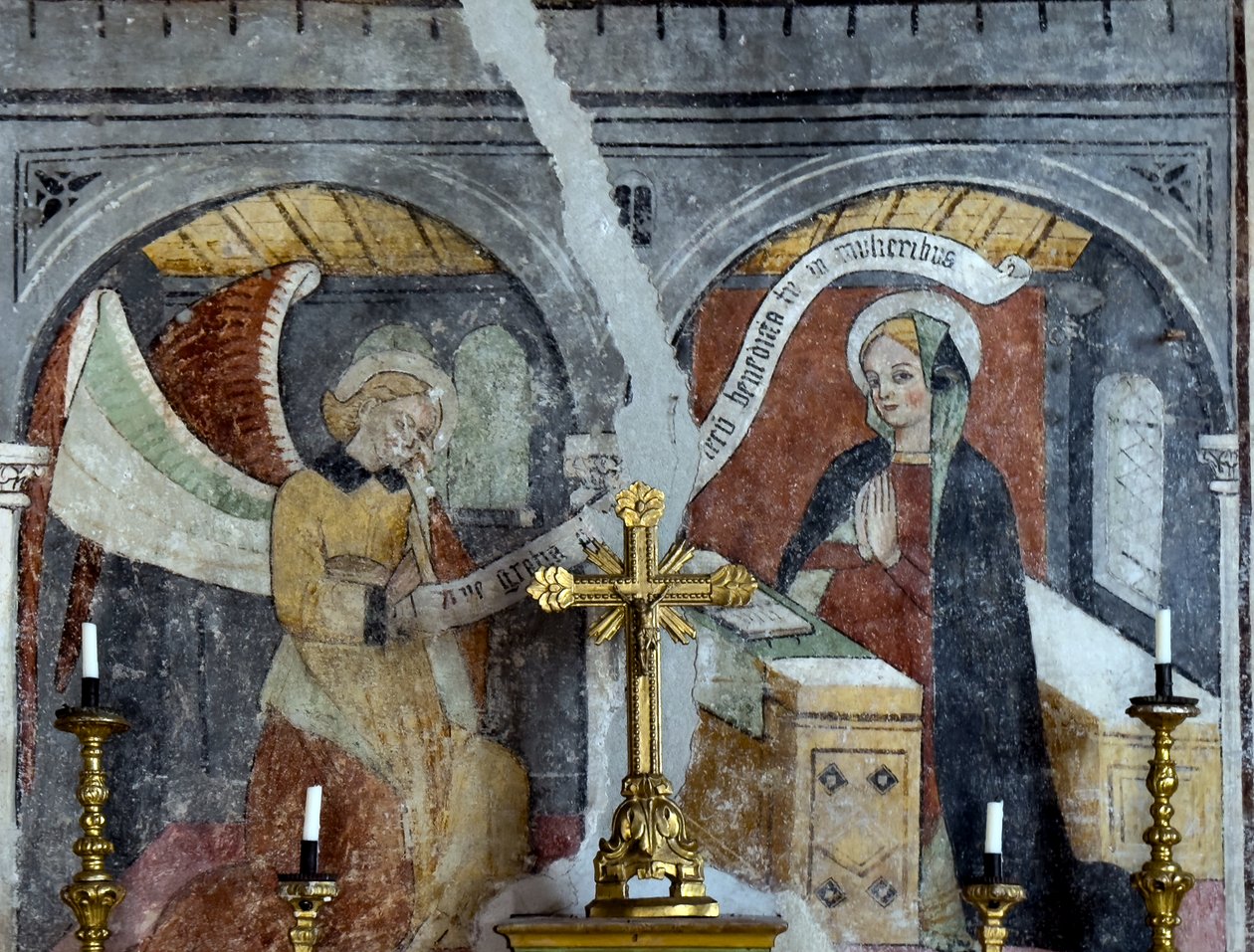 1470年頃のテンデ、アンノンシアード礼拝堂のフレスコ画（フレスコ画） 作： ジョバンニ (所属) ベイソン