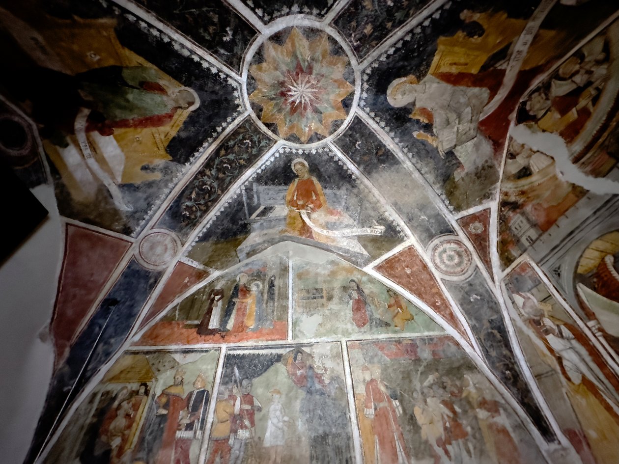 1470年頃のテンデ、アンノンシアード礼拝堂のフレスコ画（フレスコ画） 作： ジョバンニ (所属) ベイソン