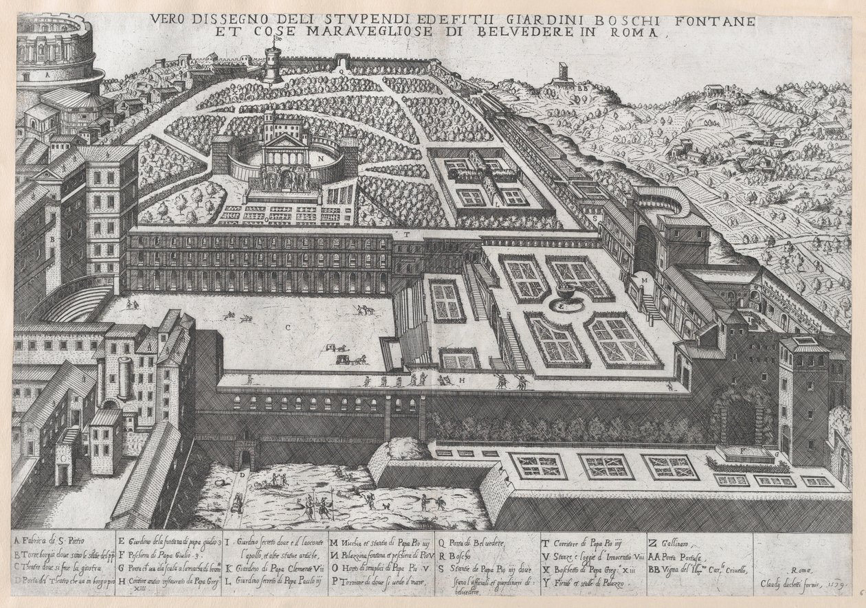 Speculum Romanae Magnificentiae:ベルヴェデーレとその庭園の航空写真、1579年、1579年 作： ジョバンニアンブロージョブランビラ。