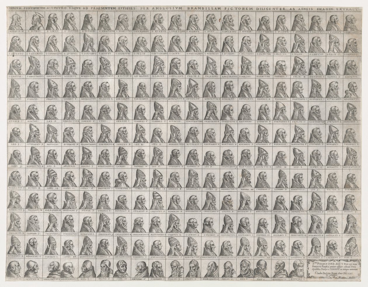 Speculum Romanae Magnificentiae: キリストからシクストゥス 5 世までの教皇の小さな肖像画、1585., 1585. 作： ジョバンニアンブロージョブランビラ