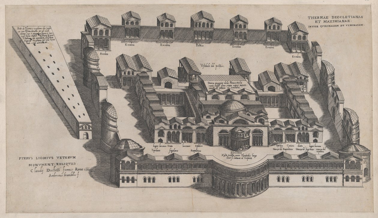 ローマの素晴らしさの鏡: ディオクレティアヌスの浴場、1582., 1582. 作： ジョバンニアンブロージョブランビラ