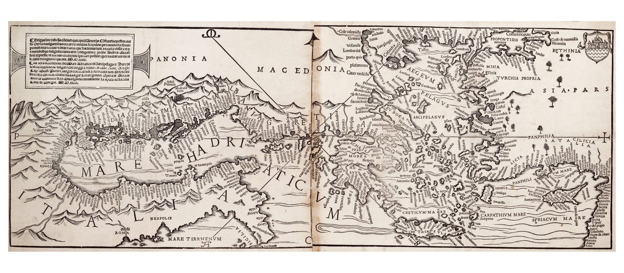 現存する最古の印刷海図とされるヴァヴァソール地中海海図 作： ジョバンニアンドレアヴァヴァッソーレ