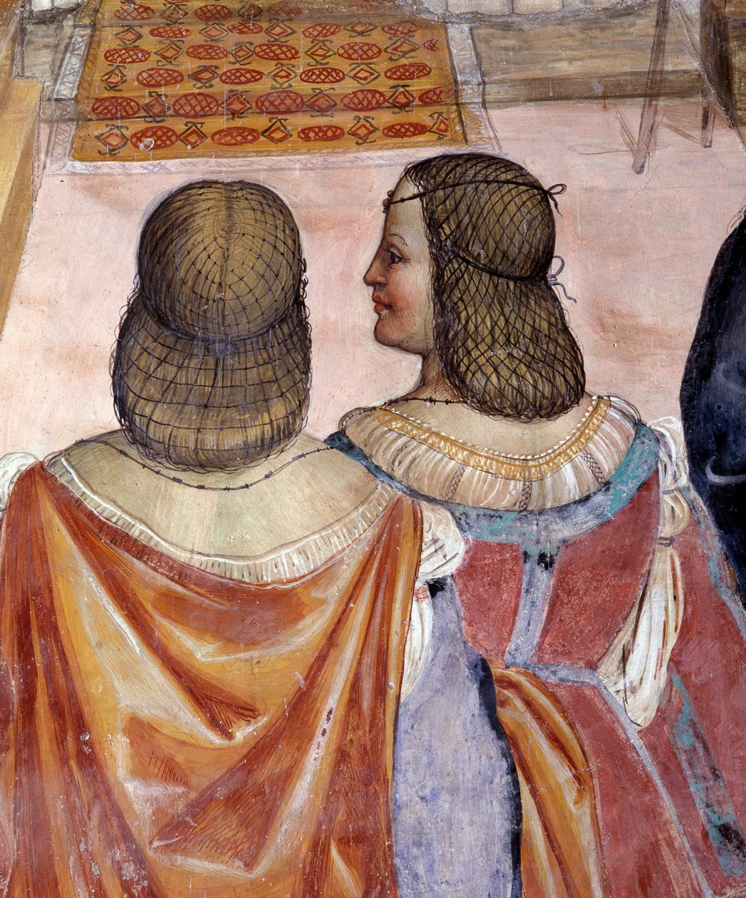 ベネディクトは2人の修道女を破門し、その死後に赦免した 詳細 クロイスターのフレスコ画は、アントニオ・バッツィ・ディット・イル・ソドマ（1477 - 1549）が描いたもので、ベネディクト会の創設者であるヌルシーの聖ベネディクト（480 - 567）の生涯を描いたもの 1503 - 1508 モアの修道院 作： ジョヴァンニ・アントニオ・バジ・ソドマ