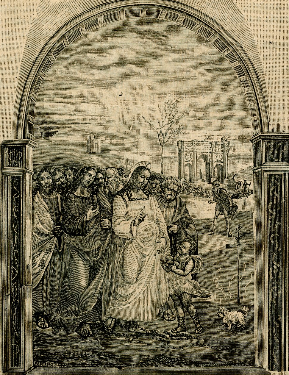 Multiplicação de pães e peixes, afresco de Sodoma (1477-1549), refeitório de Sant