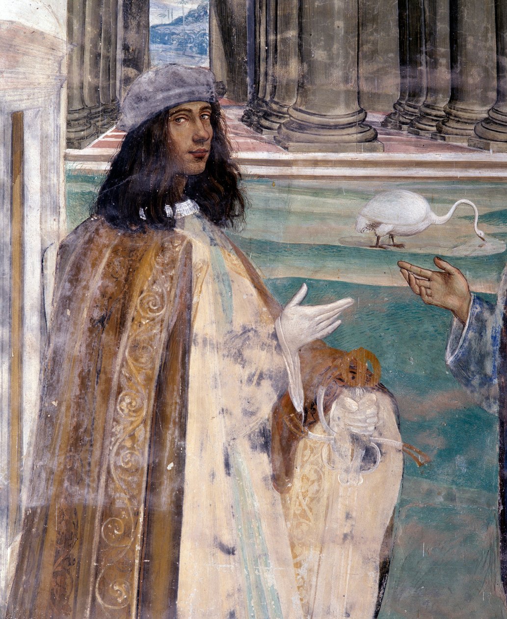 Der heilige Benedikt repariert ein zerbrochenes Sieb (Detail) von Giovanni Antonio Bazzi Sodoma