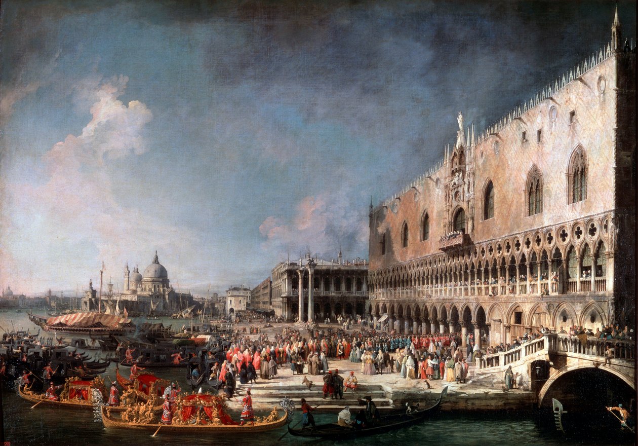 ヴェネツィア、1725-1726にフランス大使が到着。 作： ジョバンニアントニオ運河（カナレット）