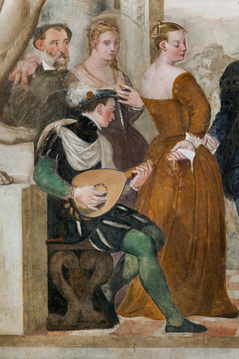 ダンスへの招待、メインホール、1570年頃（フレスコ画） 作： ジョバンニ・アントニオ・ファソロ
