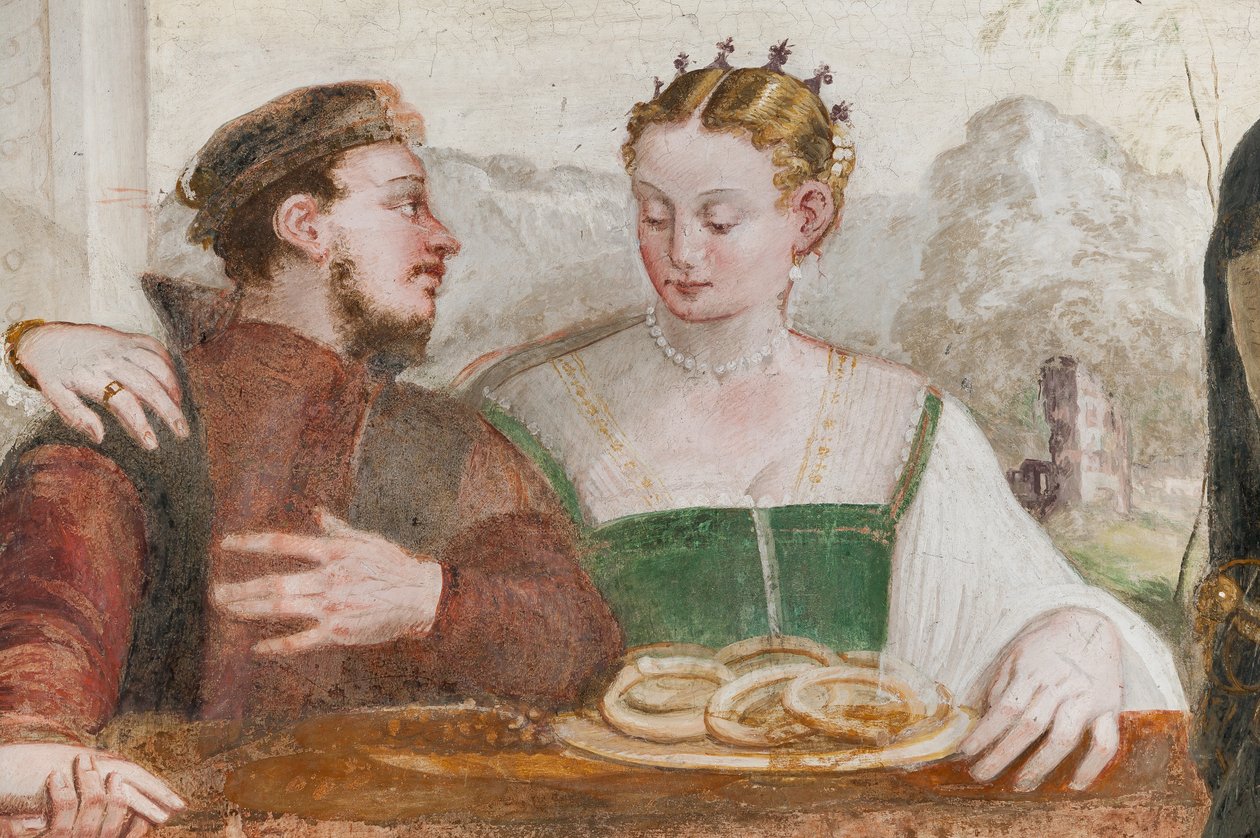 バンケット、メインホール、1570年頃（フレスコ画） 作： ジョバンニ・アントニオ・ファソロ