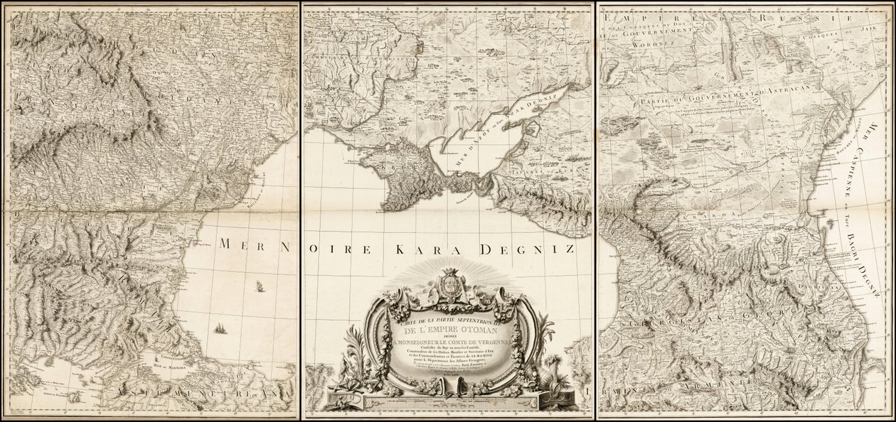 1774年、トルコ帝国とロシア帝国が隣接する黒海の地図 作： ジョヴァンニ・アントニオ・リッツィ・ザンノニ