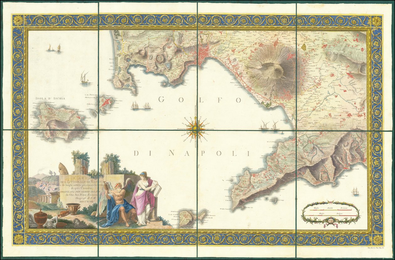 1794年ナポリ湾の地図 作： ジョヴァンニ・アントニオ・リッツィ・ザンノニ