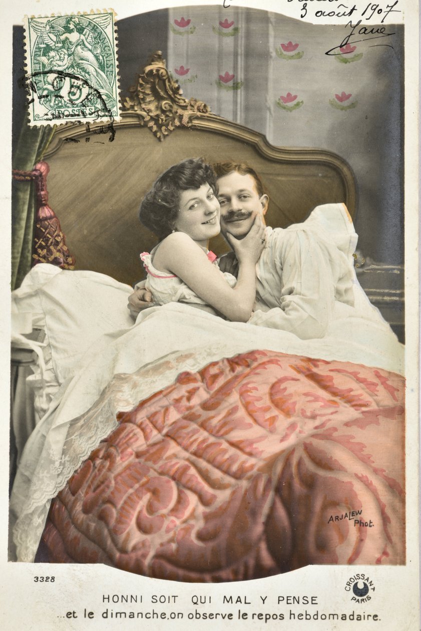 ポストカード：Honni soit qui mal pense y/Sunday rest weekly - date 1907 作： ジョバンニアントニオダペサロ